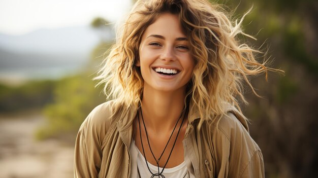 Mujer joven con rastas en la playa.