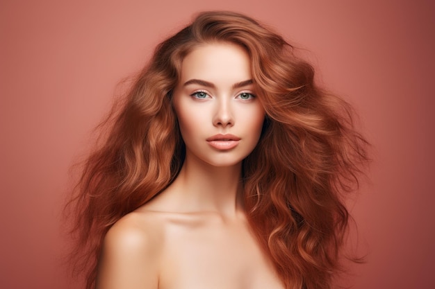 Mujer joven sexy con cabello saludable Estudio brillante Generar Ai