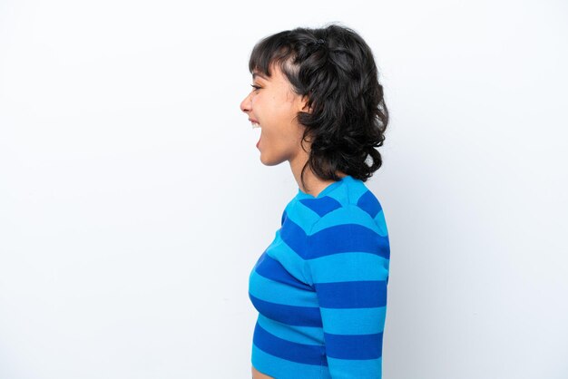 Foto mujer joven sobre fondo aislado