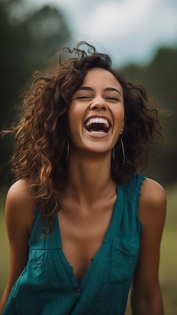 Una mujer joven sonriendo.