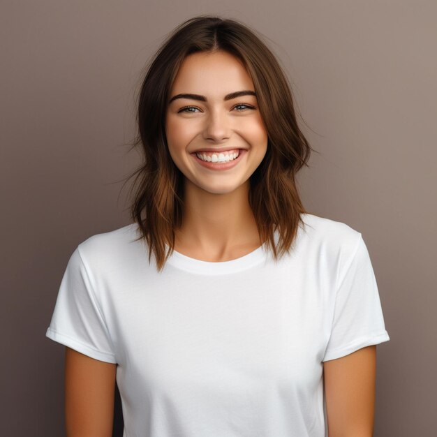 Una mujer joven sonriendo.