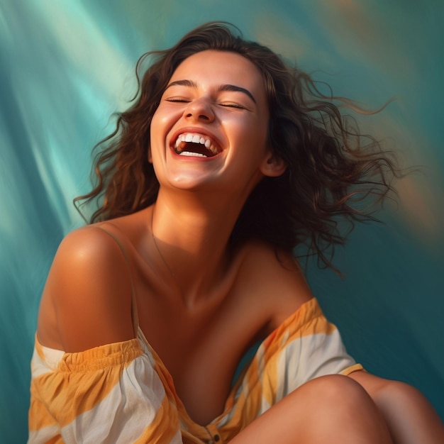 Una mujer joven sonriendo.