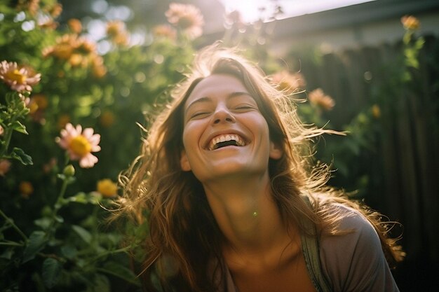 Foto una mujer joven sonriendo.