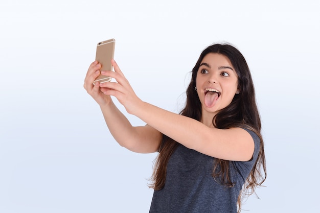 Mujer joven, toma, selfie