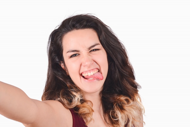 Mujer joven, toma, selfie