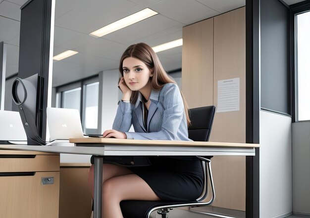 Foto mujer joven trabajando en una oficina