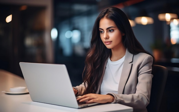 Mujer joven en el trabajo IA generativa