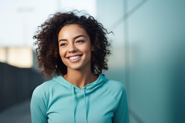 Mujer joven vestida con un kit de fitness