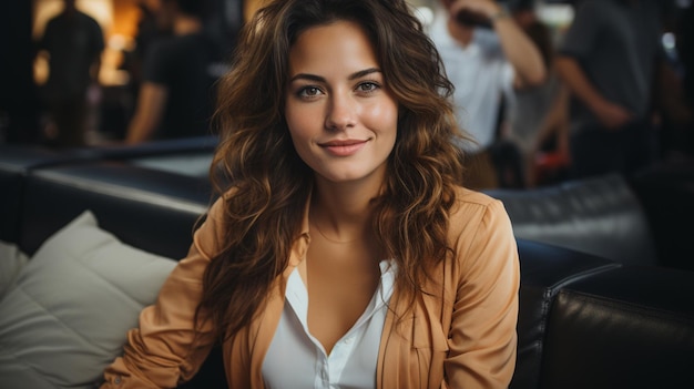 mujer joven, en, vestido de noche, posar, en, estudio