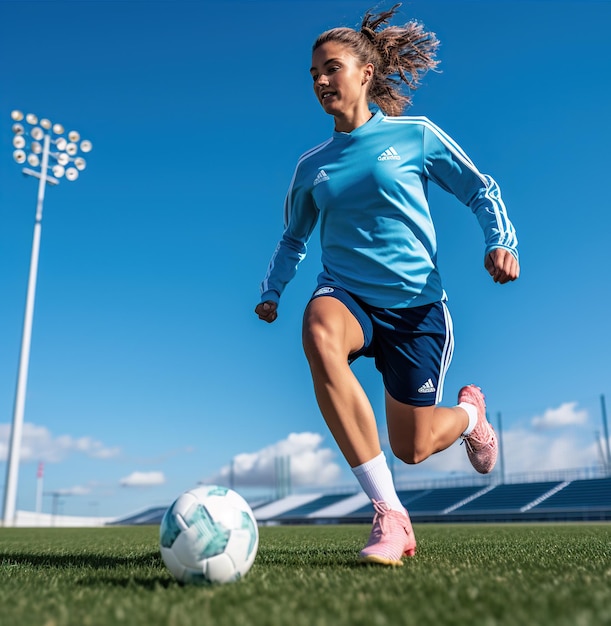 mujer jugando al fútbol