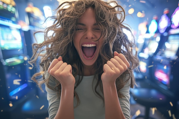 mujer jugando en un casino