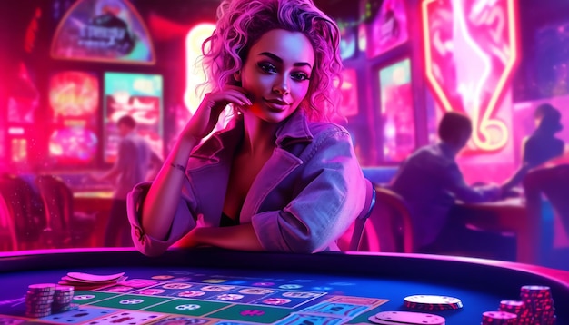 Una mujer jugando a los juegos de casino.