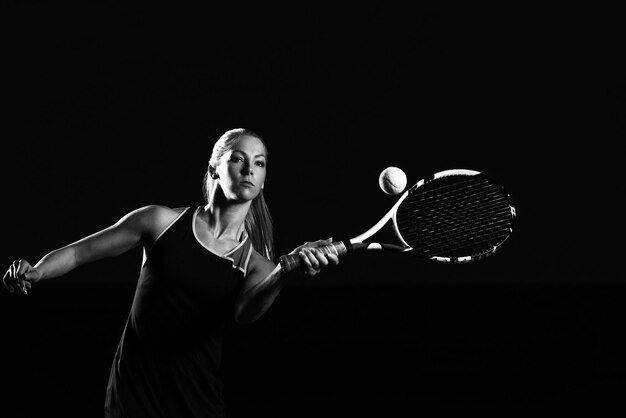 Mujer Jugando Tenis Esperando Una Pelota Tenis