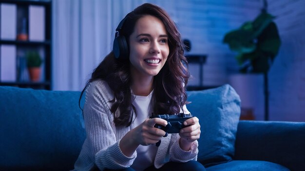 Mujer jugando a videojuegos