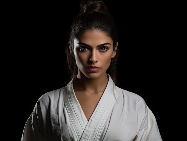 una mujer con un kimono blanco