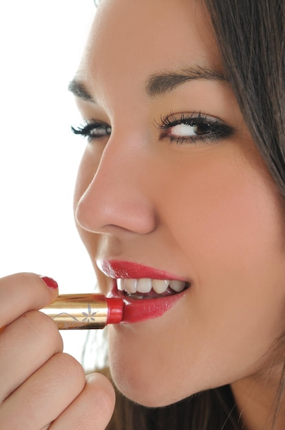 mujer lápiz labial maquillaje cara belleza moda