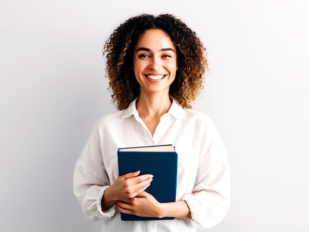 una mujer con un libro que dice natural en él