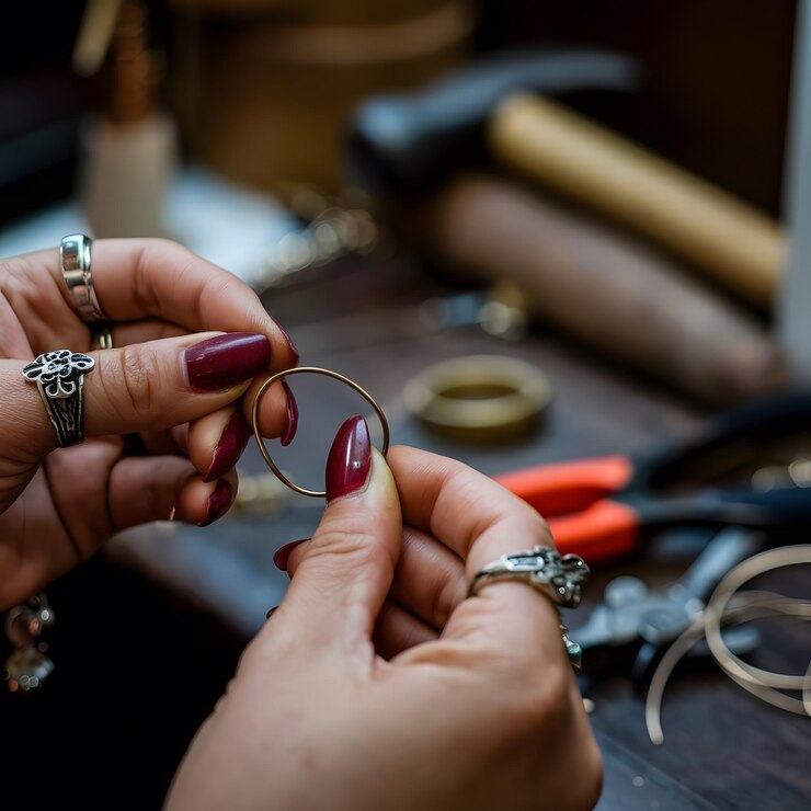 una mujer lleva un esmalte de uñas y un anillo que dice parar