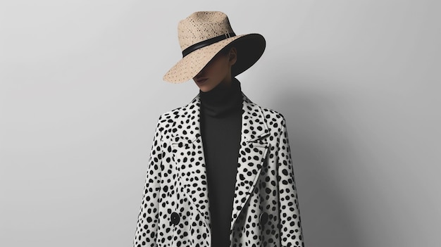 una mujer lleva un sombrero y un suéter negro con un suéter negra en él