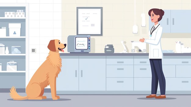 Mujer llevando a cabo un experimento de laboratorio con IA generativa de perros