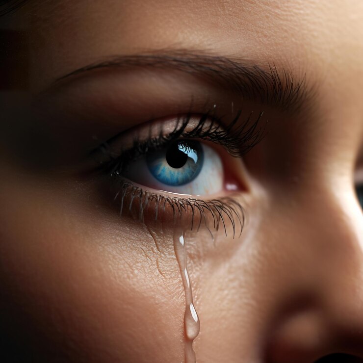 Una mujer llorando.