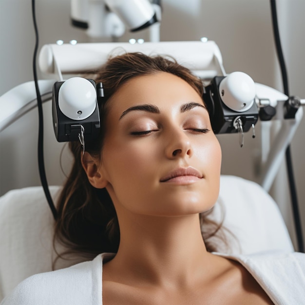 Mujer con luz pulsada intensa de terapia IPL