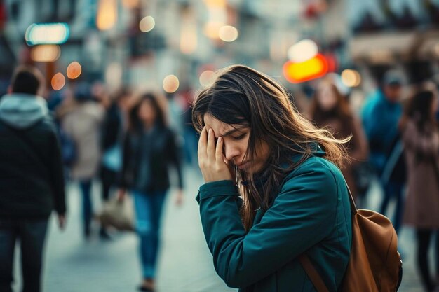 una mujer con las manos en la cara