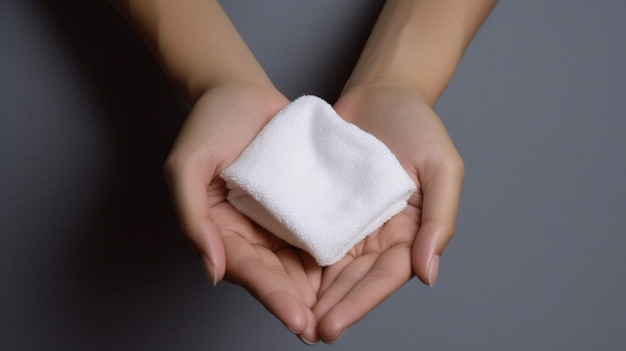 Mujer manos toalla limpia
