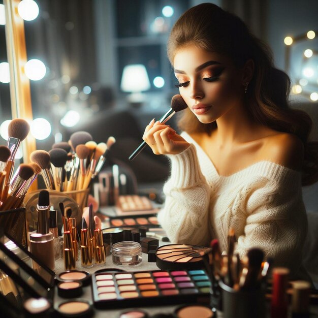 mujer con maquillaje