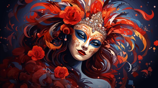 Mujer con una máscara de carnaval veneciano