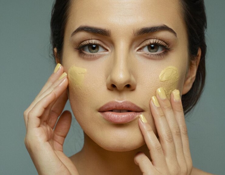 mujer con una máscara facial cuidado de la piel cuidado de la cara tratamiento facial