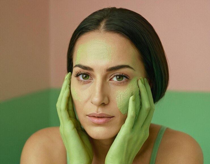 mujer con una máscara facial cuidado de la piel cuidado de la cara tratamiento facial