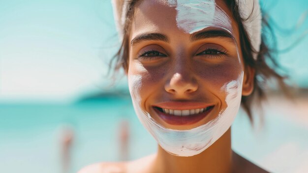 mujer con una máscara facial que cubre su cara como parte de una rutina de cuidado de la piel o tratamiento de belleza