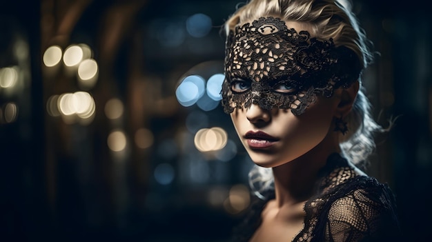 Una mujer con una máscara con la palabra mascarada.