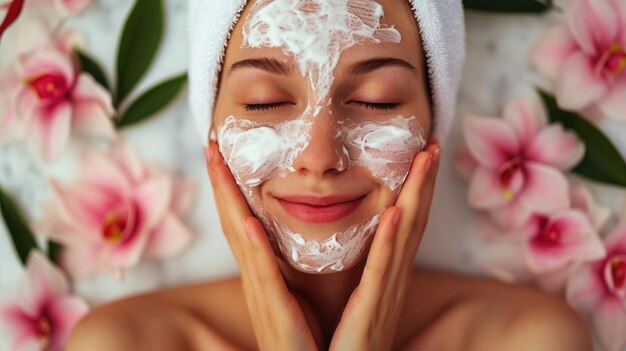 Mujer con mascarilla facial Belleza y seguridad