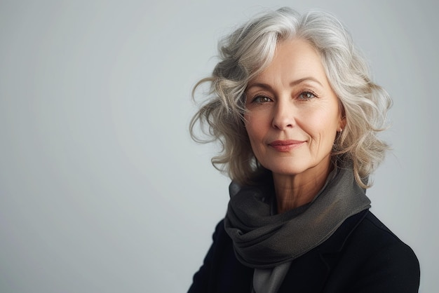 una mujer mayor con cabello gris