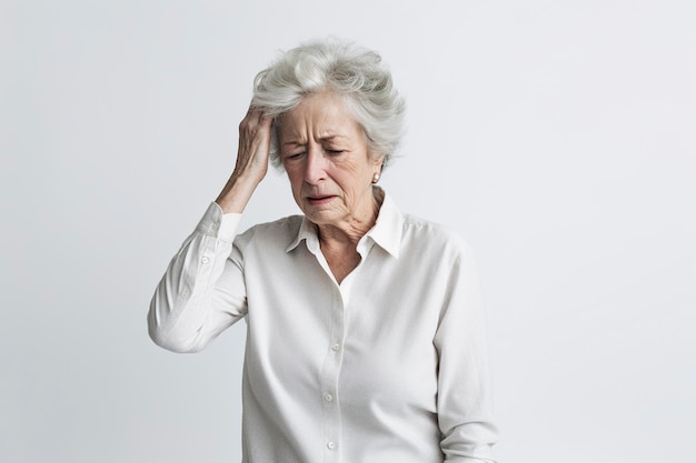 Mujer mayor con dolor de cabeza