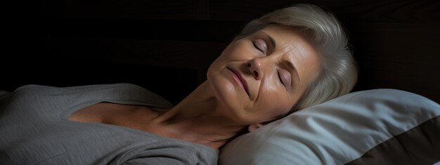 La mujer mayor duerme en una cama en casa