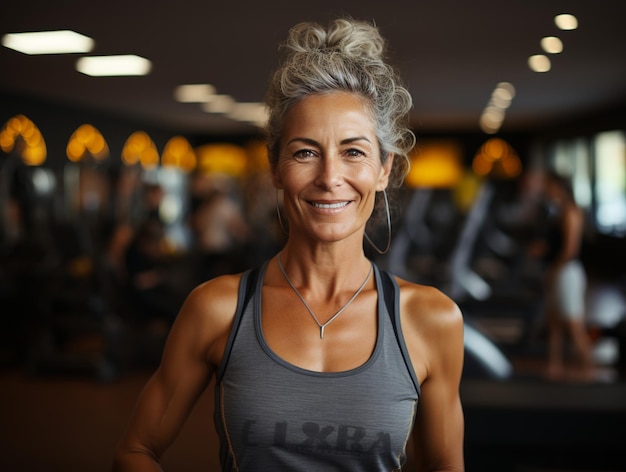 Mujer mayor en el gimnasio