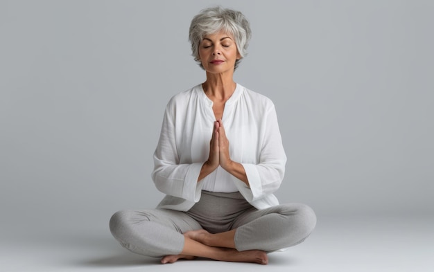 Mujer mayor haciendo yoga