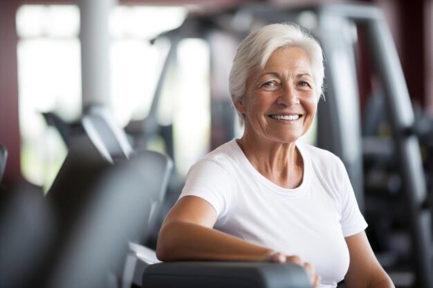 mujer mayor madura en el gimnasio