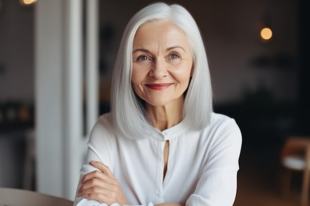 Mujer mayor sonriendo Anciano feliz Generar ai