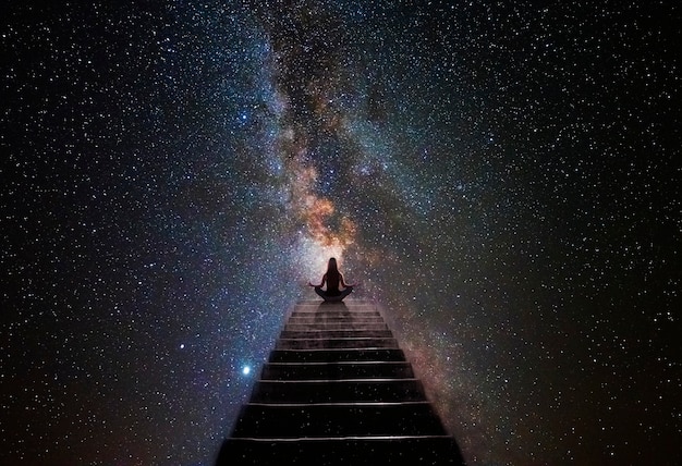 mujer, con, meditación, pose de yoga