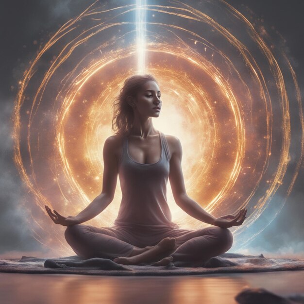 Una mujer meditando generativo ai