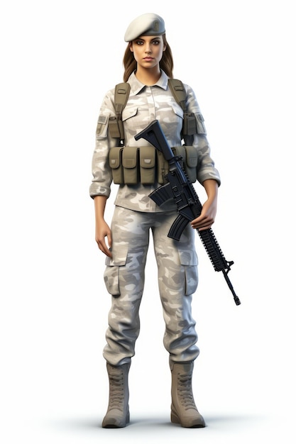 Mujer militar con un arma