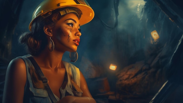 mujer minera en una mina de carbón