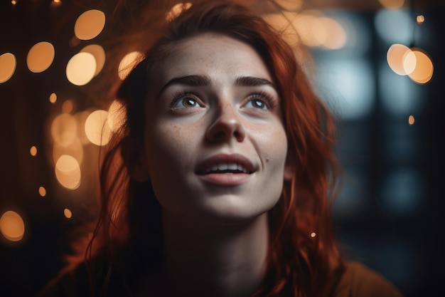 Una mujer mirando al cielo