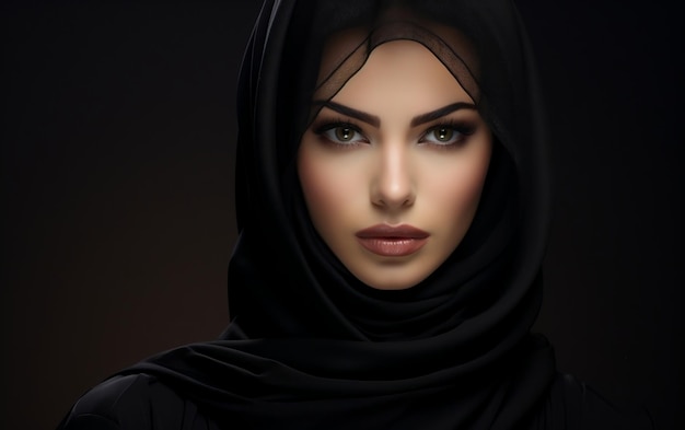 Mujer modelo con hijab negro AI