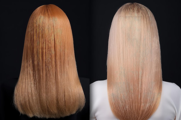 Mujer modelo de moda de belleza con cabello teñido de colores Cabello largo colorido AI