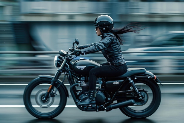 Mujer en motocicleta por la calle